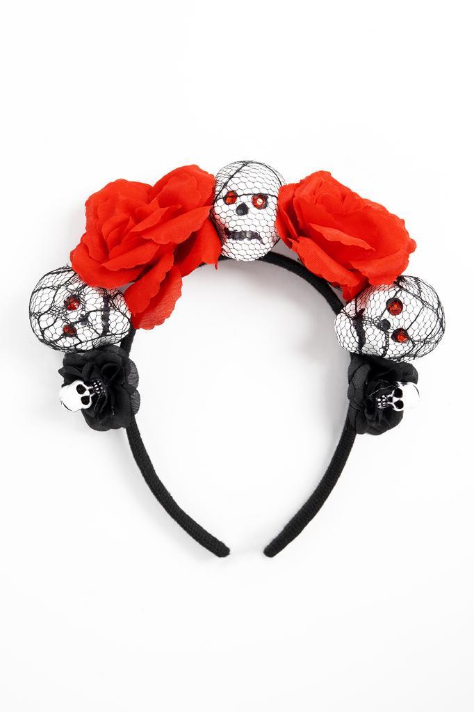Haarband Skull Rode Rozen Gaas Skelet Bloemen Diadeem Doodsh, Kleding | Dames, Carnavalskleding en Feestkleding, Accessoires, Nieuw