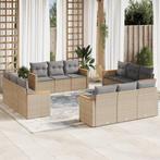 vidaXL 12-delige Loungeset met kussens poly rattan beige, Verzenden, Nieuw, Rotan, Loungeset