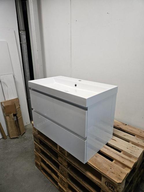 Badmeubel 80 x 46 cm glans wit met Lako composiet wastafel, Huis en Inrichting, Badkamer | Badkamermeubels, Nieuw, Ophalen of Verzenden