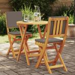 vidaXL 3-delige Vouw Bistro Set met Kussens van Massief, Verzenden, Nieuw