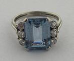 Ring - 14 karaat Witgoud - 6.50ct. tw. Aquamarijn - Diamant, Sieraden, Tassen en Uiterlijk, Ringen, Nieuw