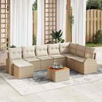 vidaXL Tuin Sofa Set 9 pcs Beige en wit, Tuin en Terras, Tuinsets en Loungesets, Verzenden, Nieuw, Rotan