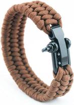 Paracord armband Bruin - RVS verstelbare sluiting, Sieraden, Tassen en Uiterlijk, Armbanden, Nieuw, Overige materialen, Ophalen of Verzenden