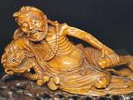 Zeldzaam Houten Beeld van Li Tieguai met Qilin – 19e Eeuw,, Antiek en Kunst