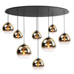 Hanglamp Semi goud glas 8 voudig E27 Ovaal Fantasy globes, Huis en Inrichting, Lampen | Hanglampen, Ophalen of Verzenden, Nieuw