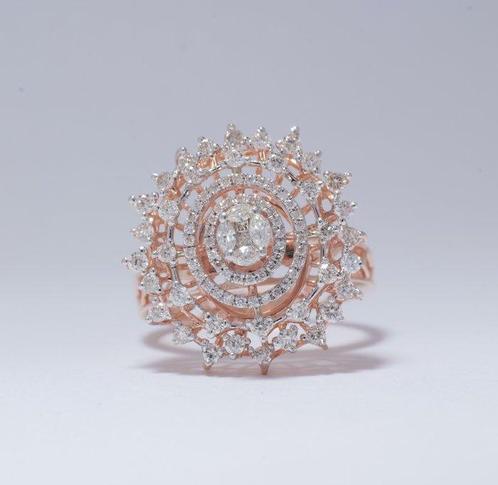 Cocktailring - 14 karaat Roségoud - 0.97ct. tw. Diamant, Sieraden, Tassen en Uiterlijk, Antieke sieraden