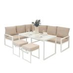 Aluminium Tuinmeubels | L-Vormig Hoekbank Eettafel Krukken |, Tuin en Terras, Tuinsets en Loungesets, Verzenden, Nieuw