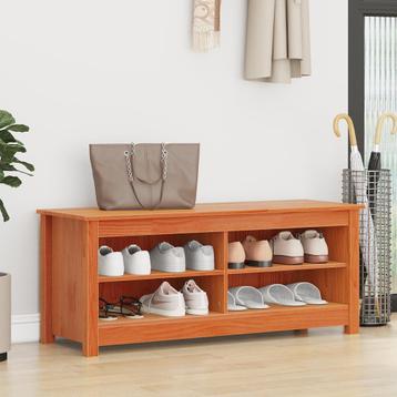 vidaXL Schoenenbank Wasbruin 110 x 38 x 45.5 cm Massief beschikbaar voor biedingen