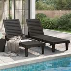 vidaXL Ligbedden 2 st 155x58x83 cm polypropeen zwart, Verzenden, Nieuw