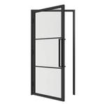 Stalen scharnierdeur met kozijn - helder glas - 3 vaks, Doe-het-zelf en Verbouw, Deuren en Horren, Nieuw
