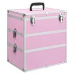 vidaXL Make-up koffer 37x24x40 cm aluminium roze, Sieraden, Tassen en Uiterlijk, Toilettassen, Verzenden, Nieuw, Roze