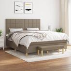 vidaXL Boxspring met matras stof taupe 180x200 cm, Eenpersoons, Verzenden, Nieuw, 80 cm