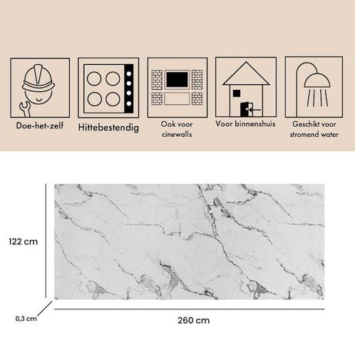 Wandpaneel Isodeco Pretoria Marble 120x260 cm SPC Mat, Doe-het-zelf en Verbouw, Sanitair, Ophalen of Verzenden