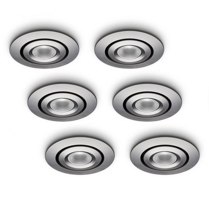Ledisons LED-inbouwspot Piccolo 1W set 6 stuks zilver, Huis en Inrichting, Lampen | Spots