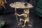 Design Bijzettafel WILDLIFE MONKEY 60cm goud antiek metaal, Huis en Inrichting, Ophalen of Verzenden, Nieuw