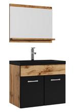 Badkamermeubel Montreal Set 02 60 x 35 cm Eiken Zwart, Verzenden, Nieuw, Wastafelkast