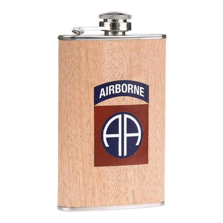 Zakfles/heupflacon houtlook 150ml - 82nd Airborne NIEUW, Sport en Fitness, Overige Sport en Fitness, Nieuw, Ophalen of Verzenden