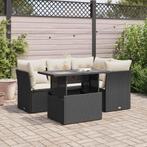 vidaXL 5-delige Loungeset met kussens poly rattan zwart, Tuin en Terras, Verzenden, Nieuw, Rotan, Loungeset
