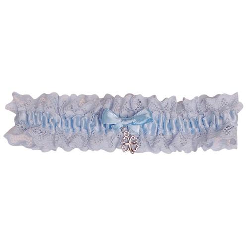 Kousenband Blauw Broderie - blauw strikje en zilverkleurig k, Kleding | Dames, Trouwkleding en Trouwaccessoires, Nieuw, Ophalen of Verzenden