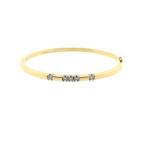 Gouden slavenarmband met diamant; 0,50 ct. | Ø 63 mm, Sieraden, Tassen en Uiterlijk, Armbanden, Overige kleuren, Gebruikt, Met edelsteen