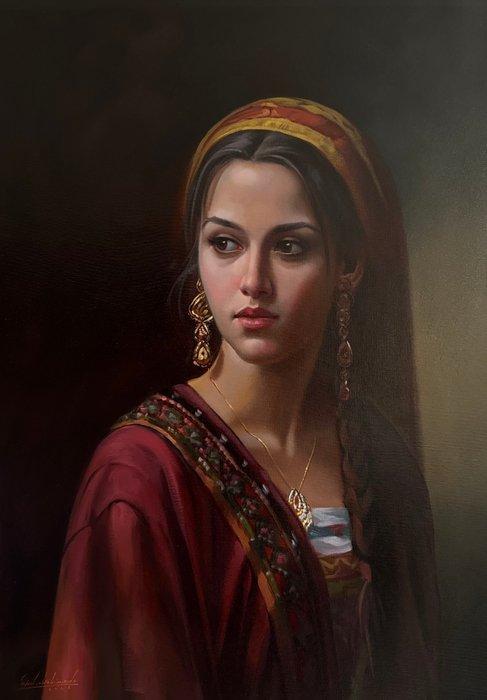 Sajed Ebrahimizade - Eastern Maiden, Antiek en Kunst, Kunst | Schilderijen | Modern