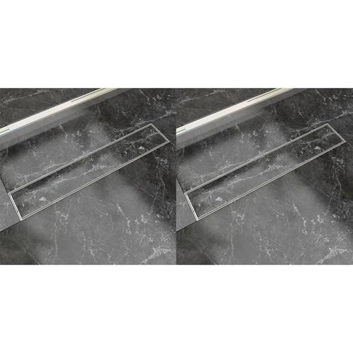 vidaXL Doucheafvoer 2 st rechthoekig 630x140 mm roestvrij, Doe-het-zelf en Verbouw, Sanitair, Nieuw, Verzenden