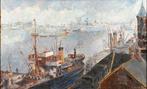 J.C.M. Scheffer (XX) - Stadsgezicht haven, Antiek en Kunst, Kunst | Schilderijen | Klassiek