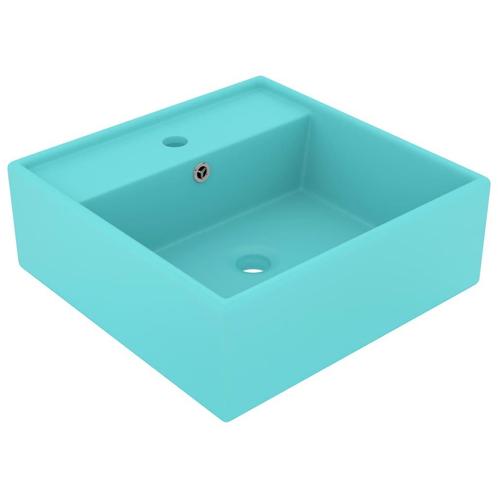 vidaXL Wastafel met overloop vierkant 41x41 cm keramiek mat, Doe-het-zelf en Verbouw, Sanitair, Nieuw, Verzenden