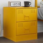 vidaXL Nachtkastje 34,5x39x44 cm staal geel, Huis en Inrichting, Slaapkamer | Nachtkastjes, Minder dan 45 cm, Nieuw, Minder dan 55 cm