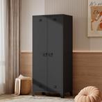 [en.casa] Metalen kast Hankasalmi 180x90x40 cm zwart, Verzenden, Nieuw