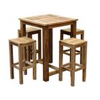 Barset Grade A teakhout 80x80xH105 cm 5-delig, Tuin en Terras, Tuinsets en Loungesets, Ophalen of Verzenden, Nieuw, Teakhout