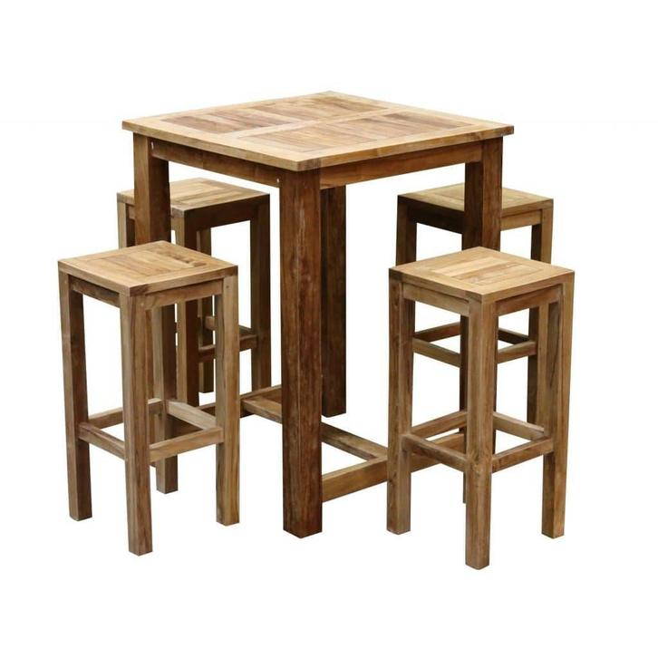 Barset Grade A teakhout 80x80xH105 cm 5-delig, Tuin en Terras, Tuinsets en Loungesets, Nieuw, Teakhout, Ophalen of Verzenden