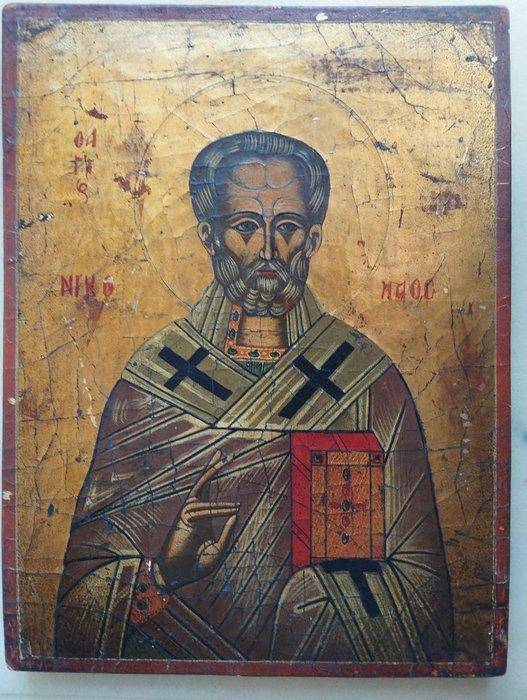 Icoon - Nikolaas de Wonderdoener - Hout, Antiek en Kunst, Antiek | Boeken en Bijbels