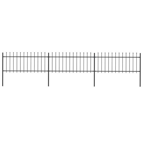 vidaXL Tuinhek met speren bovenkant 5,1x0,8 m staal zwart, Tuin en Terras, Schuttingen, Nieuw, IJzer, Minder dan 1 meter, Verzenden