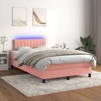 vidaXL Boxspring met matras en LED fluweel roze 120x200 cm, Verzenden, Nieuw, Twijfelaar, 120 cm