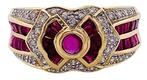 Ring - 18 karaat Geel goud Robijn - Diamant, Sieraden, Tassen en Uiterlijk, Ringen, Nieuw