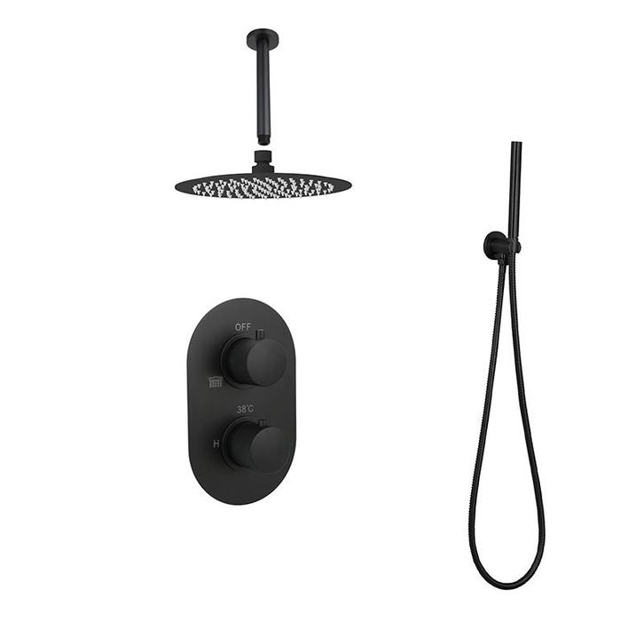 Sani Royal Inbouw Regendouche Doucheset Mat Zwart messing, Doe-het-zelf en Verbouw, Sanitair