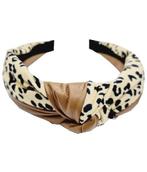 Haarband Diadeem Knoop Imitatie Leder Stof Panter Print B..., Verzenden, Nieuw
