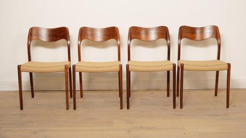 Set van 4 vintage eetkamerstoelen | Niels Otto Møller |, Huis en Inrichting, Stoelen, Ophalen of Verzenden