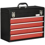 TRUUSK Gereedschapskoffer 4 Laden Slot Staal Zwart+Rood 51x2, Verzenden, Nieuw