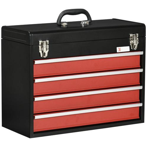 TRUUSK Gereedschapskoffer 4 Laden Slot Staal Zwart+Rood 51x2, Doe-het-zelf en Verbouw, Kratten en Dozen, Nieuw, Verzenden