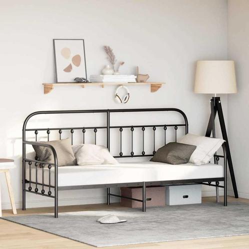 vidaXL Bedframe voor een daybed met hoofdeinde Zwart 75 x, Huis en Inrichting, Slaapkamer | Bedden, Zwart, Nieuw, Metaal, Verzenden