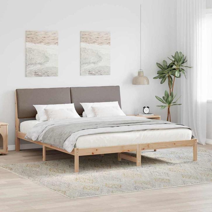 vidaXL Bedframe Bruin en taupe 200 x 200 cm Massief, Huis en Inrichting, Slaapkamer | Bedden, Bruin, Nieuw, Hout, Verzenden