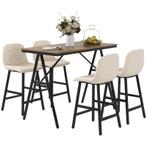 TRUUSK 5-delige Barset, Tafel En 4 Stoelen, Knoopstiksel, Di, Huis en Inrichting, Tafels | Eettafels, Verzenden, Nieuw