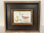S. Evert - Etende vogeltjes, schilderij in lijst, Antiek en Kunst