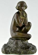 Maxime Real del Sarte - sculptuur, Art Deco zittend naakt