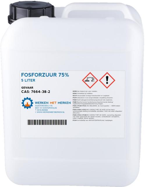 Wmm Chemie Fosforzuur 75 foodgrade 5 liter, Doe-het-zelf en Verbouw, Overige Doe-het-zelf en Verbouw, Nieuw, Verzenden