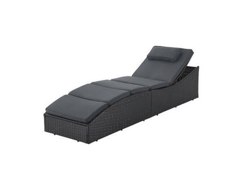 Veiling - Ligbed / Zonnebed Lamia - Zwart - Polyrotan, Tuin en Terras, Ligbedden, Nieuw