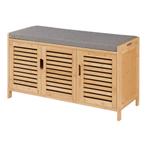 [en.casa] Schoenenkast Selk 50x90x35 cm bamboe grijs, Nieuw, Verzenden