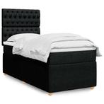 vidaXL Boxspring met matras stof zwart 100x200 cm, Huis en Inrichting, Slaapkamer | Bedden, 100 cm, Eenpersoons, Verzenden, Zwart
